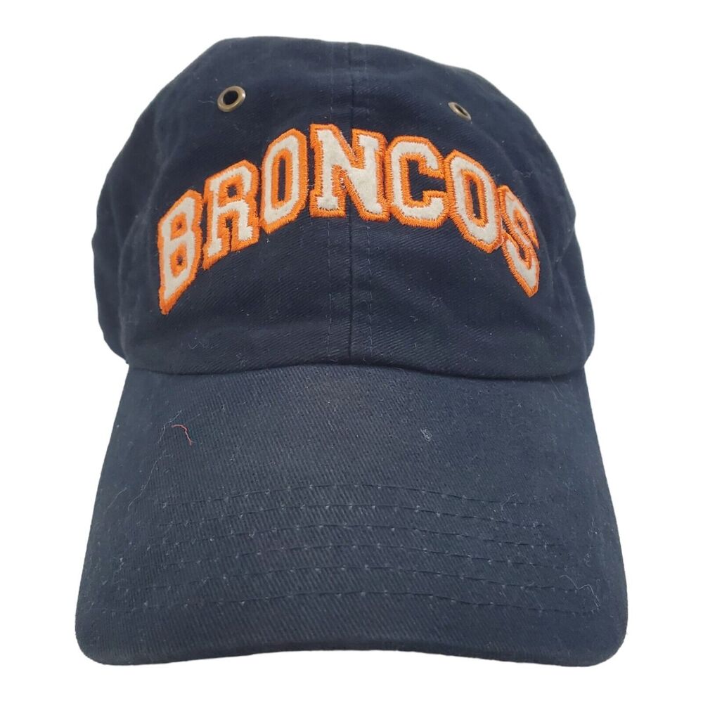 Vintage DENVER BRONCOS Hat Cap Blue White Spell Out DREW PEARSON Strapback NFL